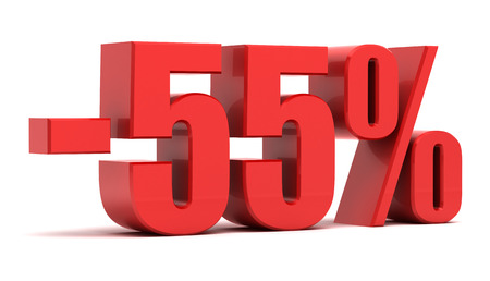 55 percent discount isolated on white background.