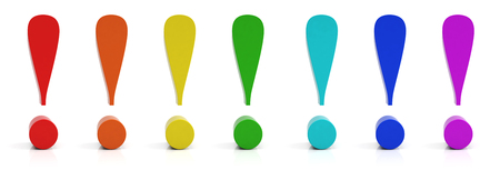 Exclamation mark in different colorsの写真素材