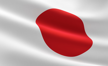 Flag of Japan. illustration of the Japanese flag waving.の素材 [FY31095710503]