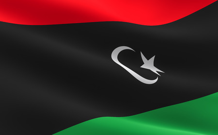 Flag of Libya. Illustration of the Libyan flag waving.の写真素材