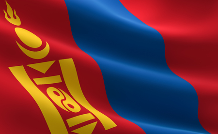 Flag of Mongolia. Illustration of the Mongolian flag waving.の写真素材