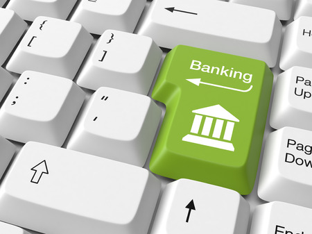 Banking text written on keyboard buttonの写真素材