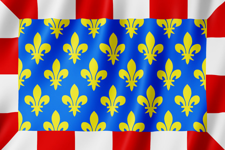 Flag of Indre et Loire, France. 3d illustration of Indre-et-Loire flag waving.の写真素材