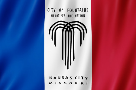 Flag of Kansas City city, Missouri (US) 3d illustrationの写真素材