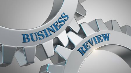 Business review written on gear wheelの写真素材