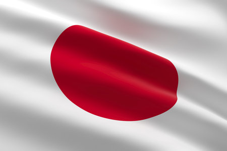 Flag of Japan. 3d illustration of the Japanese flag waving.の写真素材