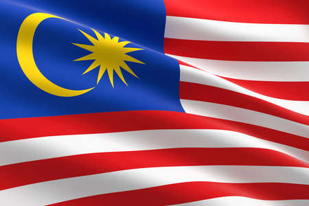 Flag of Malaysia. 3d illustration of the Malaysian flag waving.
