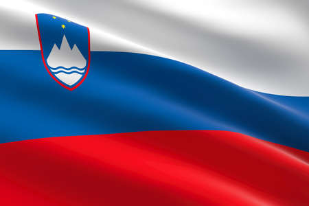 Flag of Slovenia. 3d illustration of the Slovene flag waving.の写真素材