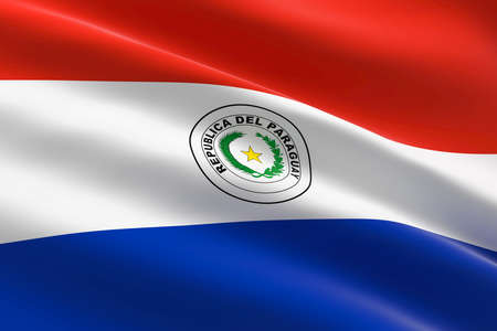 Flag of Paraguay. 3d illustration of the Paraguayan flag waving.の写真素材