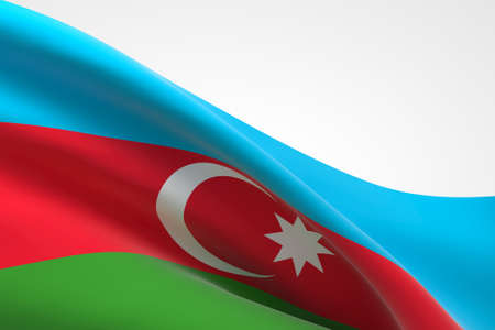 3d render of the azerbaijani flag waving.の写真素材