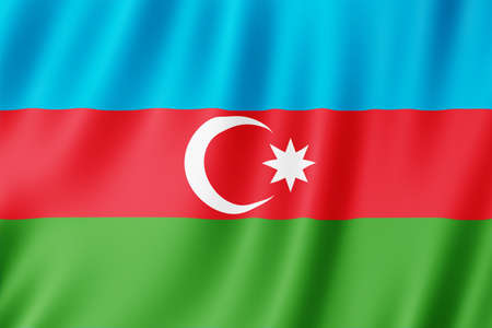 Flag of Azerbaijan waving in the wind.の写真素材