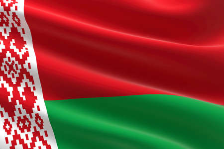 Flag of Belarus. 3d illustration of the belarusian flag waving.