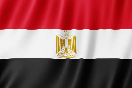 Egypt flag waving in the wind.