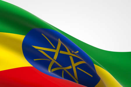 3d render of the ethiopian flag waving.の写真素材