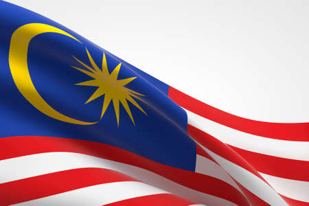 3d render of the Malaysian flag waving.