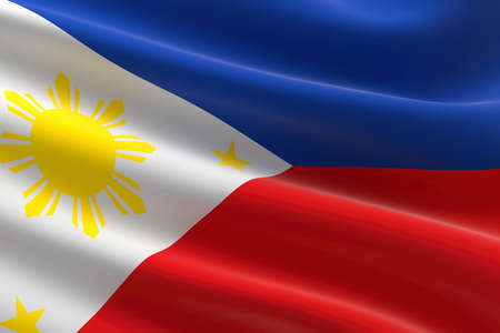 Flag of Philippines. 3d illustration of the Filipino flag waving.の写真素材