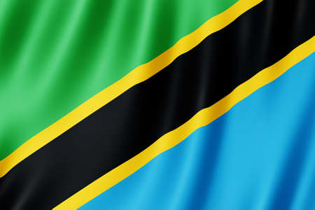 Tanzania flag waving in the wind.の写真素材