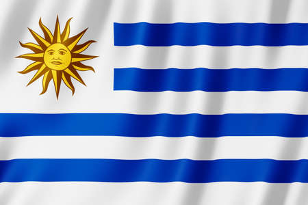 Uruguay flag waving in the wind.の写真素材