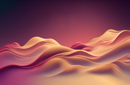 3d render, abstract wavy background, pink and orange color