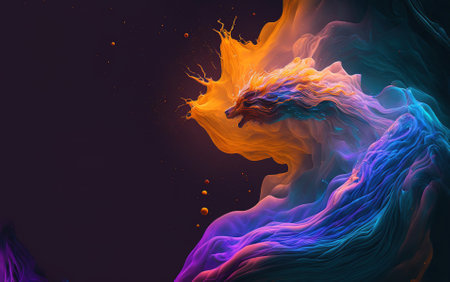 Abstract background with colorful ink splashes. 3d rendering, 3d illustration.の写真素材