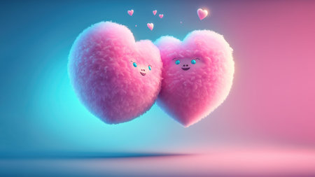 Valentine's day background with pink heart. 3d rendering