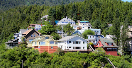 Alaskan houses in Juneauの写真素材
