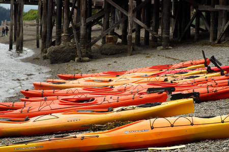 Vivid colors canoesのeditorial素材