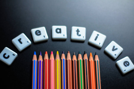 Picture of crayons with vivid colours.の写真素材