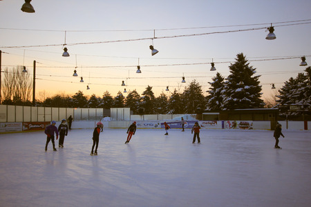 Picture of a speed skating team warming up before competitionのeditorial素材