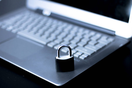Padlock on a keyboard, internet and data security