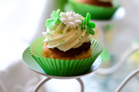 Green cupcakesの写真素材