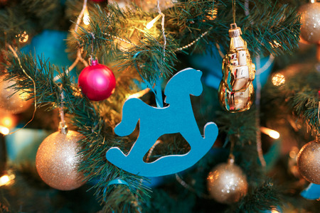 new year decoration. handmade toys. boxes. candles. etc. trend of a new year.の写真素材