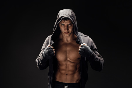 Strong Athletic Man Fitness Model Torso showing six pack abs.の写真素材
