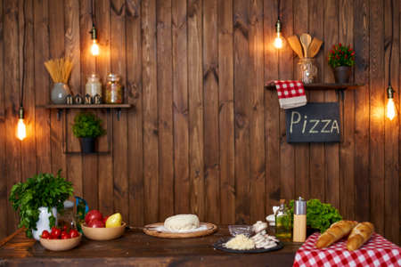 wooden kitchen interior background