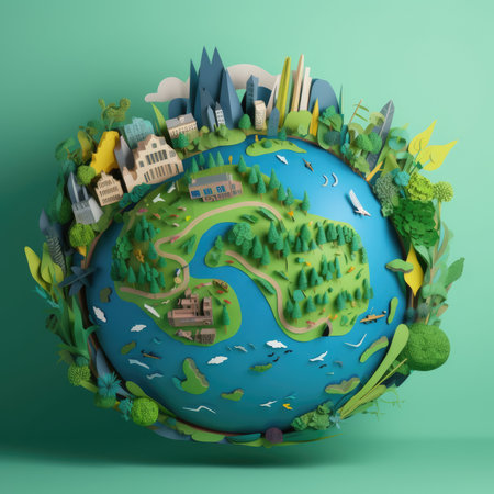 world environment day banner design layout with paper cut globe earth model. Generative AIの素材
