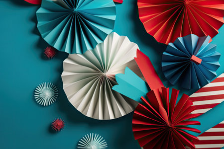 Independence Day paper art. 4th of July. Patriot America. Blue and red stars.の素材