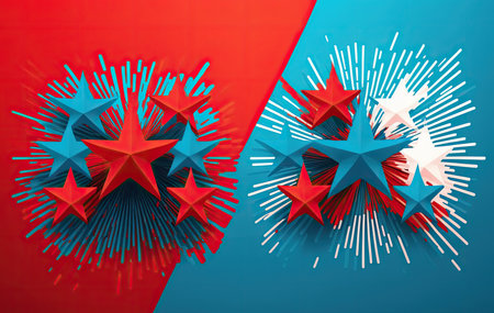 Star shape decoration with 4th July theme.の素材