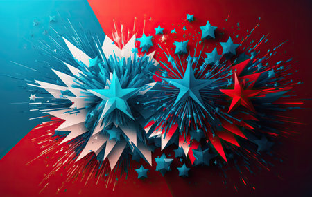 Star shape decoration with 4th July theme.の素材