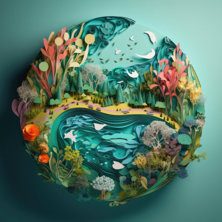 world environment day banner design layout with paper cut globe earth model. Generative AIの素材