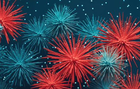 Bright colored art firework on colorful background. AI generativeの素材