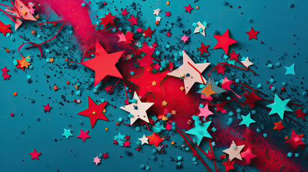 Star shape decoration with 4th July theme. AI generativeの素材