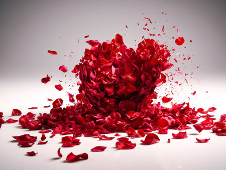 Valentines Day Heart Made of Red Rosepetals. AI generated.の素材