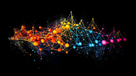 Blockchain technology icons. how blockchain works. abstract background. AI generated.の素材