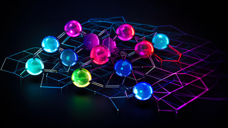 Blockchain technology icons. how blockchain works. abstract background. AI generated.の素材