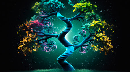 Bitcoin, cryptocurrency and blockchain technology, concept tree for your design. AI generated.の素材