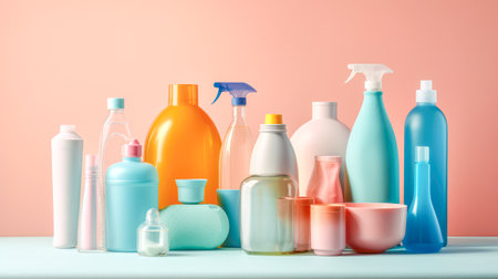 house cleaning products. Concept cleaning service. AI generated.の素材