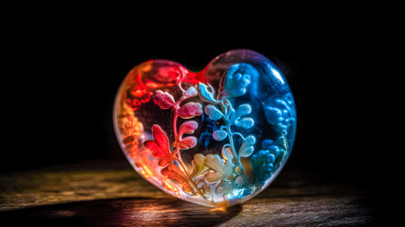 Shiny glass heart pattern. AI generated.の素材