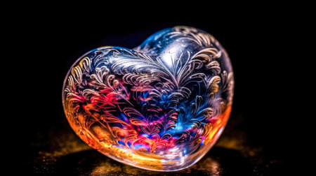 Shiny glass heart pattern. AI generated.の素材