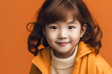 portrait of Asian girl with backpack ready to go to school for education. smart child learning concept. generative AIの素材