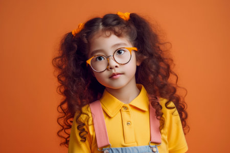 portrait of Asian girl with backpack ready to go to school for education. smart child learning concept. generative AIの素材